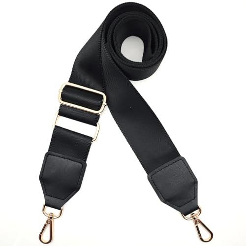 Xundefeng 5cm Schwarz Breiter Taschengurt Verstellbarer Schultergurt für Taschen Taschengurte zum Wechseln Schulterriemen - Gold Clip