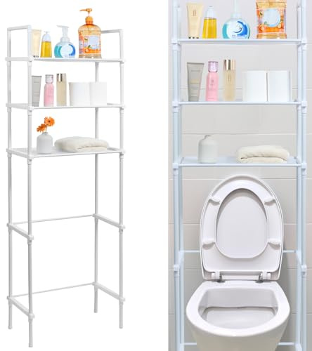Unidad de almacenamiento sobre el inodoro, estante de almacenamiento de baño de 3 niveles, estante de almacenamiento de inodoro independiente, ahorro de espacio, estante organizador de unidad para el