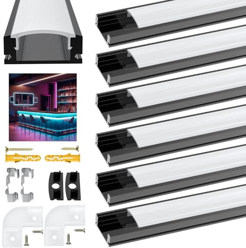 Angdarun LED Profil,LED Aluminium Profil 6x1m V-Form Alu Profile für Led Streifen/Stripes/Stripe/Strip Endkappen (1M-6U32-HB)