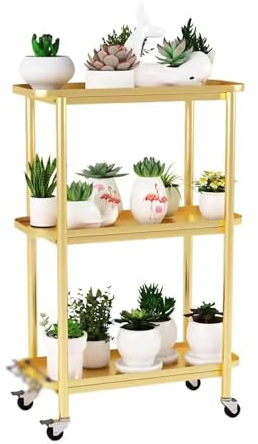 Pflanzenständer aus Metall, nordischer Blumentopfständer for frische Blumen, for drinnen und draußen, Pflanzgefäß-Display, Regal, bewegliches Pflanzenregal, modernes Blumenregal, mehrere Farben(Gold,6