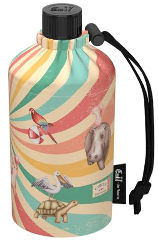 Emil Trinkflasche aus Glas für Mädchen & Jungen isolierte Glasflasche für Schule, Freizeit, Sport: Kinder & Eltern Zirkus (0,3l)