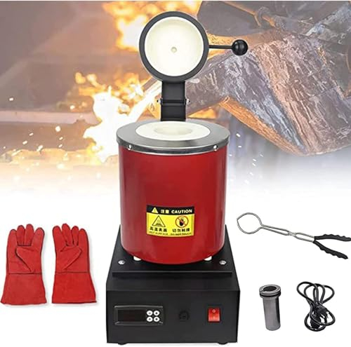 Metal Me Furnace 1/2/3Kg di capacità, Macchina Electric Me Furnace con crogiolo di Grafite, Gold Me Furnace Forno Elettrico Automatico Me per Metalli preziosi,Rosso,1KG