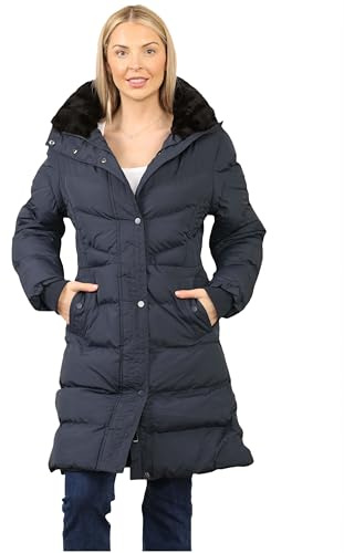 kraftd Womens Winter Puffer Jacket With Hood Ladies Padded Down Jacket | Warm Coat | Winter Clothing | Long Coats | Hooded Jackets (Navy, 10)