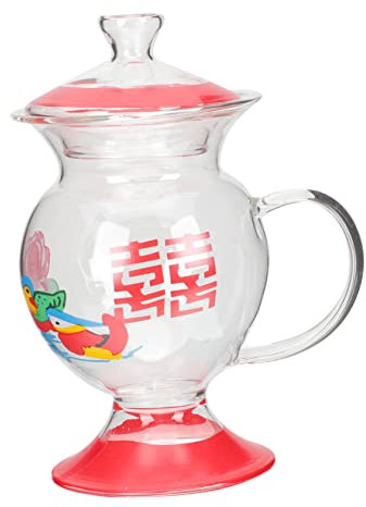 PRETYZOOM Taza De Vidrio Cubierta 230ml Diseño Antiguo Ideal Para Café Decoración Doméstica