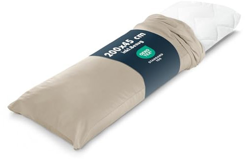 Blumtal Seitenschläferkissen 45x200cm - Oeko-TEX zertifiziertes Komfortkissen Erwachsene - Seitenschläferkissen Bezug 40 x 200 anpassbarer Füllung - gestepptes Kissen Seitenschläfer - Kissenrolle