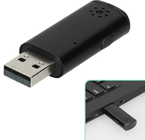 kwmobile Microphone PC en clé USB - Microphone pour Ordinateur Portable ou PC de Bureau Port USB A - Mini Micro USB pour PC en Plastique - Noir