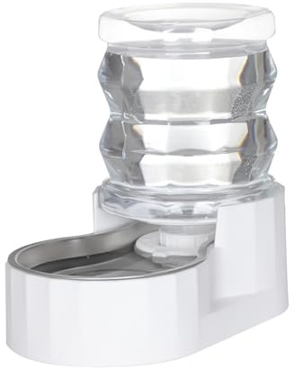 Sfozstra Distributeur automatique de gravité pour chats : 4 L en acier inoxydable blanc – Idéal pour les maisons familiales et les activités de plein air