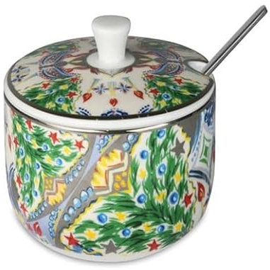 Baci Milano Noël Sucrier collection Cosy Xmas platine en porcelaine