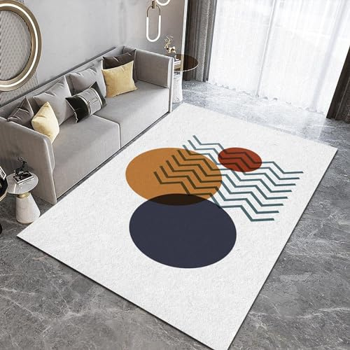 Luxury Minimalist Geometric Area Rug 160 x 230 cm Lightweight Non Slip Carpet for Stairs and Hallways Soundproofing Red Blue Yellow Rug