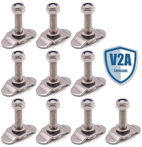 10x Schraubfitting Airlineschiene EDELSTAHL V2A M8x30 Endbeschlag für Zurrschienen Fitting Verschraubung Airline