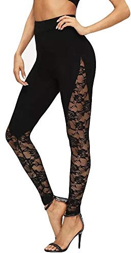 Legging de Sport Femme Push up Sexy Mesh Transparent Legging Noir Taille Haute Respirant Collant Pantalon Sport Femme Leger Semi-Opaques contrôle du Ventre sous Vetement feminins pour Yoga (Black, M)