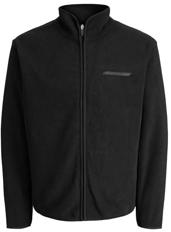 JACK & JONES Jcofusion - Sudadera de Forro Polar con Cremallera y Cuello Alto para Hombre, Negro, XL