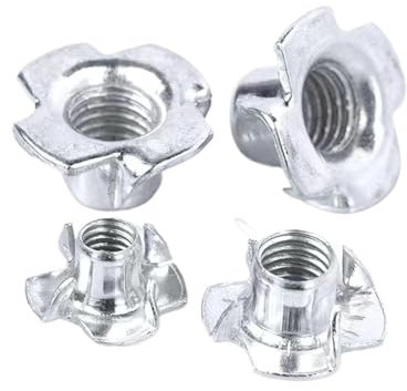 DQZRTUECA Ecrous en T 10/ 50pcs M3 M4 M5 M6 M8 M10 M12 écrou à quatre griffes écrou en T insertion à dents aveugles écrou en T for quincaillerie de meubles en bois(10pcs,M12)