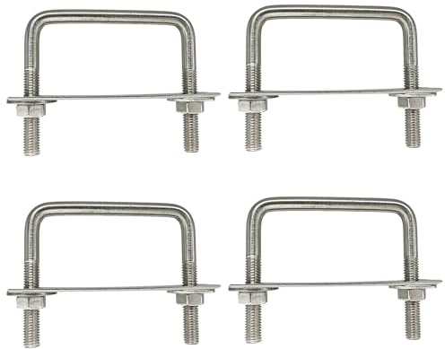 duoyif Perno En U M8 70mmx70mm Tornillos En U, Diámetro interno 70mm, Pernos En U Cuadrados Inox con tuerca placa de marco, Pernos U Para Patios Barcos Fijación De Tuberías (M8-70x70mm)