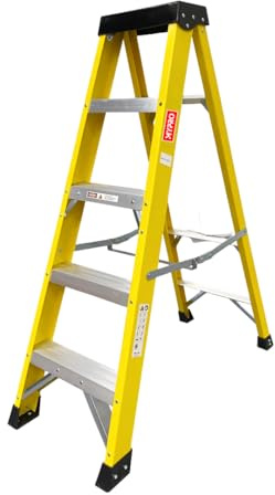 5 Tread Heavy Duty Fibreglass Step Ladder | Electricians Swingback Steps GRP Step Ladder 30,000v I Fibreglass Swingback Steps 5 Step Ladder