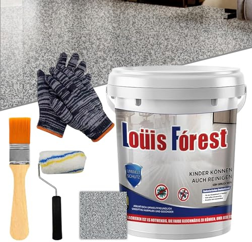 Vgpbphj Louis Forest Epoxy Floor Paint, High-Gloss Marble Effect Epoxy Floor Coating, Waterproof and Non-slip, Strong and Wear-Resistant, Safe and Environmentally Friendly (Dark Gray)