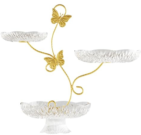 MERIGLARE 3 Tier Fruit Bowl Tiered Display Stand, Modern Storage Tray, Fruit Basket Stand for Fruits, Nuts, Cakes, Vegetables, Desserts, clear