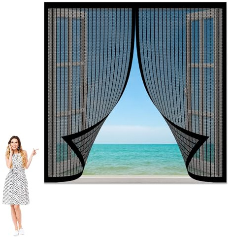 Insektenschutz für Fenster mit Rahmen 50 x 240 cm Insektenschutz Mückennetz Fliegengitter Balkontür Ohne Bohren Einfache Installation für Insekten Fernzuhalten, Schwarz