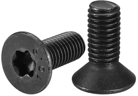 sourcing map M8-1,25 x 20 mm Flach-Torx-Kopf-Maschinenschrauben, 12 Stück, 10,9 Karbonstahl, Senkkopf, Torx, Anti-Diebstahl, schwarzes Oxid-Finish, Vollgewinde