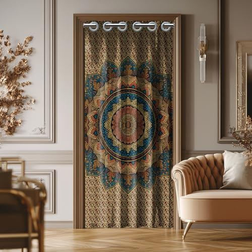 CHGCRAFT Retro Mandala Door Curtain for Doorway Bohemia Style Doorway Curtain Room Divider Curtains Folding Doors Curtains For Closet Door Bedroom Living Room Doorways, 39x79 Inch