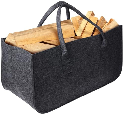 yeeplant Portalegna da ardere in feltro con manici, cestino portatile per tronchi, borsa multifunzionale in feltro per articoli vari, vestiti e legna da ardere