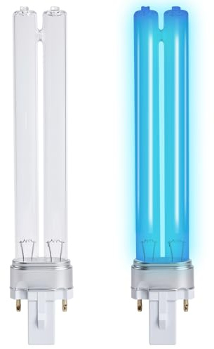 AIRBABY 2 Pack-13W Replacement Bulbs for Pond Clarifiers & Aquariums - G23 Base ÜV Light Compatible with w/Jebao Pond Sunsun Grec | 8000-Hr Life | Water Clarification