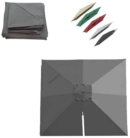 IMUNKT 4x3M 3x3M Auvent De Parapluie Déporté Rectangulaire Toile De Rechange Parasol De Jardin 8 Baleines Tissu De Rechange Pour Parasol De Table(Grey,3x3m (9.8x9.8ft))