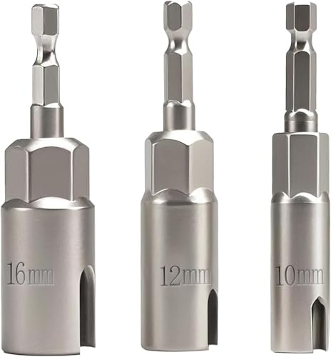 EVRBUL 3PCS Power Wing Nut Driver Set, 1/4 Hex Shank Slot Wing Nuts Bolt Driver Hook Drill Bit Socket Wrenches Tools for Panel Nuts Screws Eye C Hook Bolt Q-Hanger, 10mm 12mm 16mm