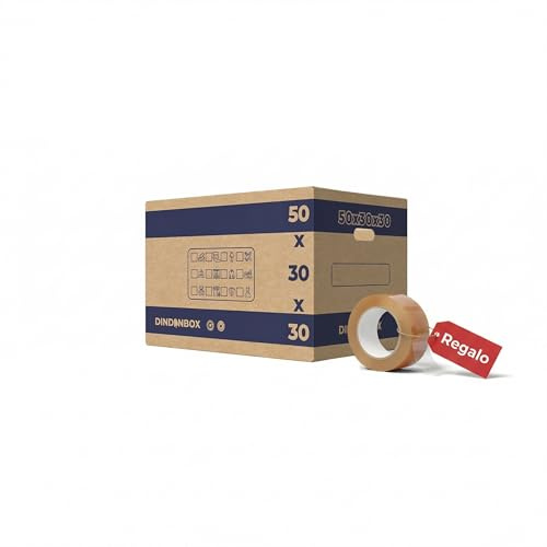 10 Cajas de Cartón para Mudanza 50x30x30cm + Cinta Adhesiva | Talla L | Cajas de Cartón de Alta Resistencia con Asas para Mudanzas, Almacenaje y Transporte | Cartón 100% Reciclado