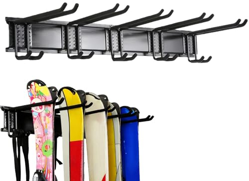 Garage Hooks, Multifunctional Shelf, Space-Saving, 6 Pieces, Shed Versatility Hook and Holder, for Workshop, Shed, Bicycle Ladder, Garden Tools, Broom Snowboard, Electric