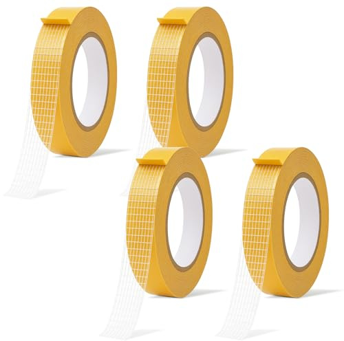 TPVUPC 4 Rotoli Nastro Biadesivo in Tessuto, 10m x 13mm Nastro Biadesivo in Fibra di Rete Adesiva per Moquette, Multifunzionale Nastri Biadesivi per Tappeti, Pantaloni, Vestiti, Tende