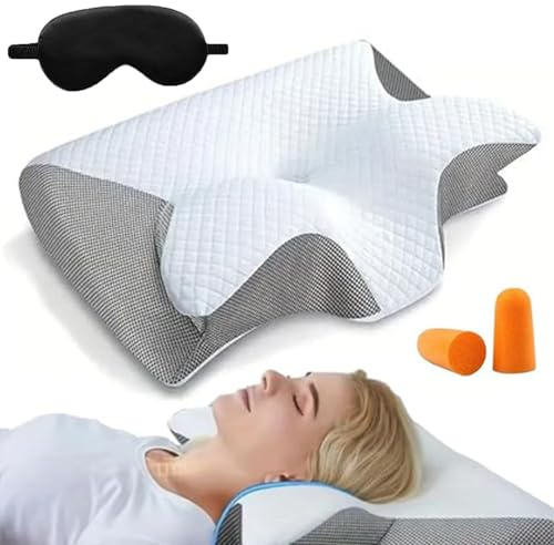 Cuscino cervicale ergonomico in memory foam, cuscino di supporto cervicale per chi dorme sul fianco/schiena/stomaco, cuscino rinfrescante per russare per apnea notturna