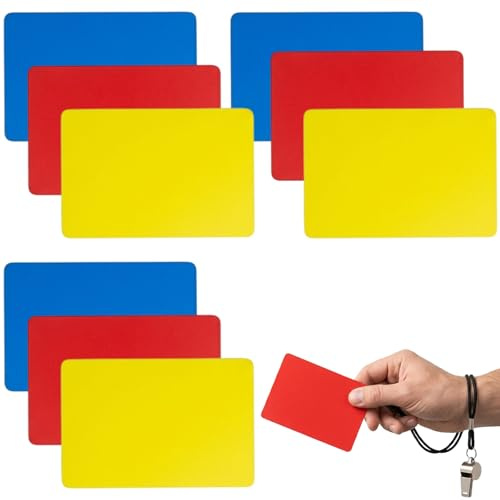 9 Stück Schiedsrichter Karten Set, aus robustem dickem PVC, Gelbe und Rote Warnkarten, wetterfest & einfache Handhabung, für Fußball, Basketball und alle Sportwettbewerbe, ideal für Profis und Amateur