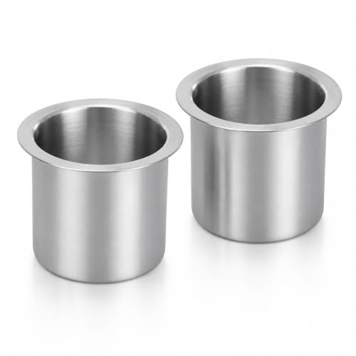 2PCS Portabicchieri Inox da Incasso 105 x 88 mm, Portabicchier Camper Barca | Portabicchieri Acciaio Inox Salvaspazio per Divano Home Cinema Yacht Auto Tavolo Poker