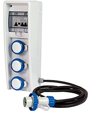 FANTON 74309 Quadro Elettrico da Cantiere 3 Prese Cavo 2 Metri con Presa 2P+T 16A ULISSE Interruttore differenziale magnetotermico, Grigio