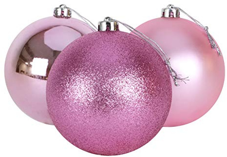 Christmas Concepts® 3-150mm (6) Extra Large Baubles - Shiny, Matte & Glitter Design - Christmas Decorations (Baby Pink)