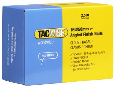 Tacwise 0772 Typ 16G / 50 mm Verzinkte Stauchkopfnägel, 20° Abgewinkelt, 2500 Stück, Silber