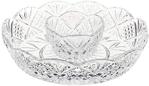 Godinger Crystal Appetizer Serving Platter for Parties Chips and Dip or Snacks Hosting Plate,Silver