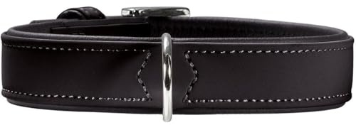 HUNTER Softie Hundehalsband | Kunstleder in Nubukoptik, Made in Germany, pflegeleicht & alltagstauglich, hoher, Farbe: schwarz, Größe: 50