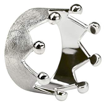 SILBERMOOS Damen Ring Krone Kronenring Crown Queen gebürstet Sterling Silber 925, Größe:56