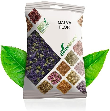 Soria Natural Malva Flor en Bolsa – Ayuda a Suavizar la Garganta – Antiinflamatoria, Expectorante - Para Preparar en Infusión o Decocción - Riqueza de Principios Activos - 100% Natural - Bolsa de 40g