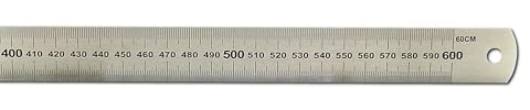 hedue® Stahllineal 600mm, B106 - Stahlmaßstab mit Millimeterskala, rostfreies Edelstahl Lineal, robustes Metalllineal