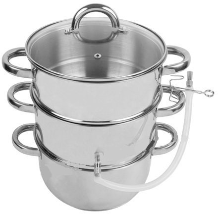 PROFI INDUKTION DAMPFENTSAFTER Ø22,5 ENTSAFTER 33 cm !! EDELSTAHL SAFTPRESSE DAMPFGARER KOCHTOPF 5SN