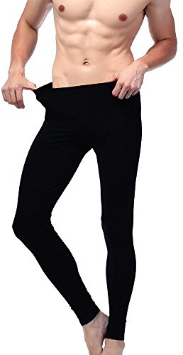 Pack 3 leggings uomo termico con interno felpato Meggings con patta con clip tessuto elasticizzato (3 paia di colore Nero). MWS