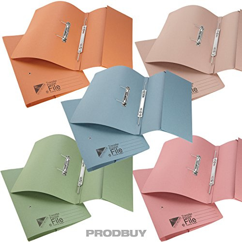 [15 Pack] Assorted Foolscap Pocket Transfer Spring Files 285gsm 32mm Capacity