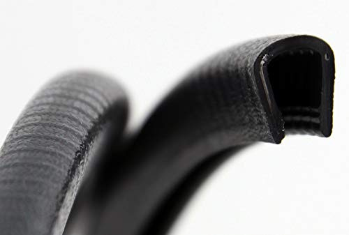 SMI-Kantenschutzprofil KS6-8S für 6-8mm PVC mit Stahleinlage Schwarz selbstklemmend ohne Kleber - Kantenschutz, Kederprofil, Kantenprofil, Kantenschutzleiste für Bleche, Platten (3 m)