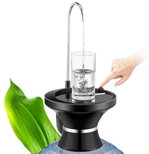 Black Water Dispenser, Automatic Electric Drinking Water Bottle Pump for 1-5 Gallon Jug– USB Rechargeable – Ultra-Hygienic BPA-Free Water Kettle Dispenser, Portable for Home Office Camping