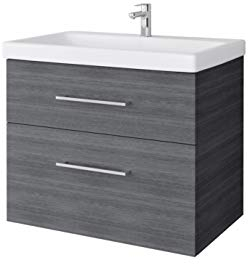 Planetmöbel Badmöbel Set Waschtisch mit Unterschrank 63 x 60 x 36,5 cm, moderner Waschbeckenunterschrank für Badezimmer, Gäste Bad & WC, Anthrazit