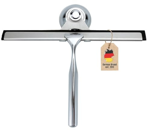 INTIRILIFE Fensterabzieher Silber – Duschabzieher mit Saugnapf Halterung Ohne Bohren – Scheibenabzieher Edelstahl Zinklegierung – Abzieher Für Dusche Fenster Fliesen Spiegel – Streifenfreies Abziehen