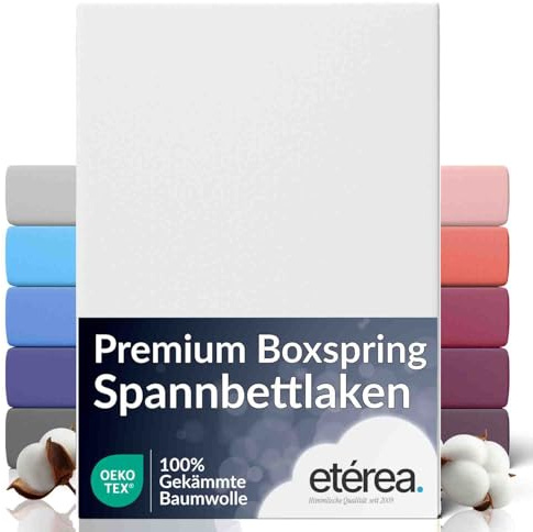 etérea Extra Jersey Påslakan 100x200cm - 120x220 Oekotex Made in Green - 100% kammad bomull, jersey, monterat lakan upp till 35 cm högt - lakan 100x200-120x220 cm vit